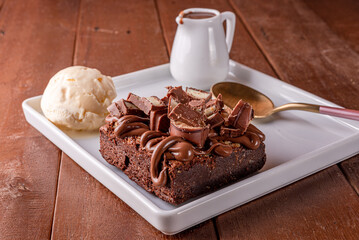 Brownies and vanilla ice cream