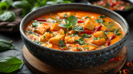Thai Massaman Curry on Decorated Table