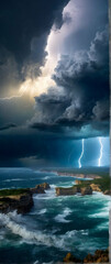 Photo real as Storm Spectacle Witness the awe inspiring power of weather phenomena in the skies. in nature and landscapes theme ,for advertisement and banner ,Full depth of field, high quality ,includ