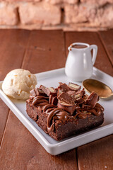 Brownies and vanilla ice cream