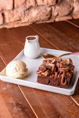 Brownies and vanilla ice cream