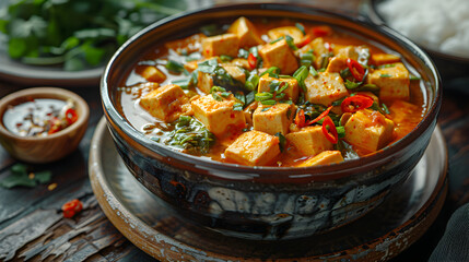 Tofu Curry on Decorated Table