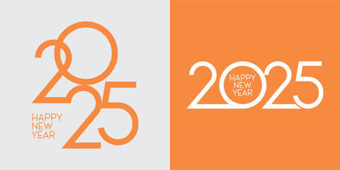 2025 Happy New Year. Design templates with typography logo 2024 for celebration and season decoration. 