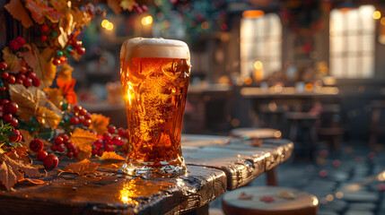 Vintage Beer Glass on Decorated Table HD Wallpaper