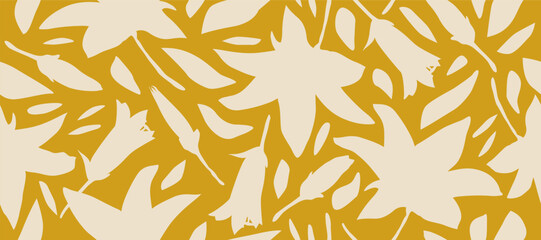 Hand drawn minimal abstract flowers. Seamless patterns with organic shapes for fabric, textiles, clothing, wallpaper, cover, banner, home decor, abstract florals backgrounds.