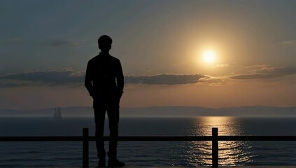 silhouette of a person on the beach