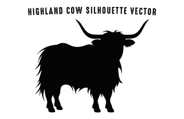 Highland Cow Vector Silhouette isolated on a white background