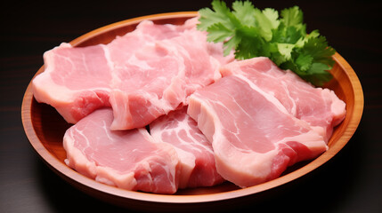 Raw Pork Ingredients for Making Steak.