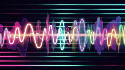 "Vibrant and Colorful Waveforms Against a Black Background"