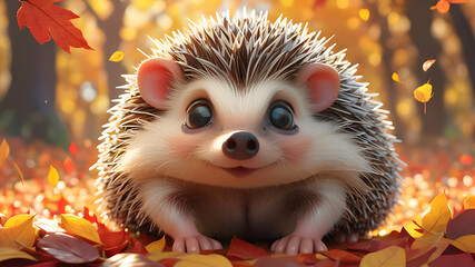 Picture a cute young hedgehog held gently in hands, surrounded by green grass in a protective forest setting