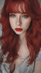 Beautiful red-haired girl red