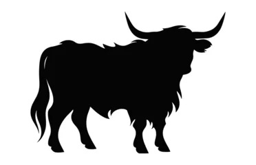 Foto op Plexiglas Highland Cattle Cow Silhouette Vector isolated on a white background © GFX Expert Team