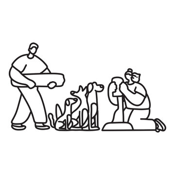 Hand drawn family illustration Outline Drawing Line Art Drawing