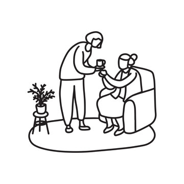 Hand drawn family illustration Outline Drawing Line Art Drawing