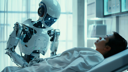 AI robots in medical and healthcare settings like hospitals - will robot doctors and nurses be superior? - obrazy, fototapety, plakaty