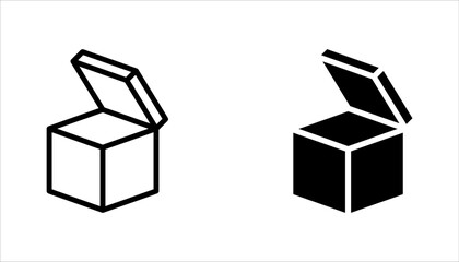 Box icon set. Delivery package, parcel box. Line and flat style design. Vector illustration on white background