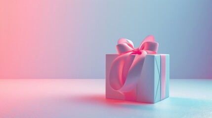 Elegant Minimal Gift Box on Pastel Gradient Background.