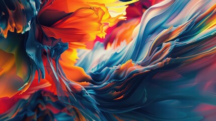 An abstract composition of vibrant colors swirling together in harmonious motion, evoking a sense...