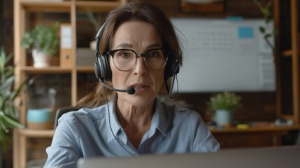Woman with Headset in Office