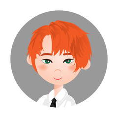 Avatar. The red-haired guy in the circle. Vector illustration
