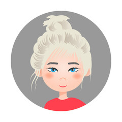 Avatar. A blonde girl in a circle. Vector illustration