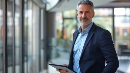 Confident Businessman Holding Tablet