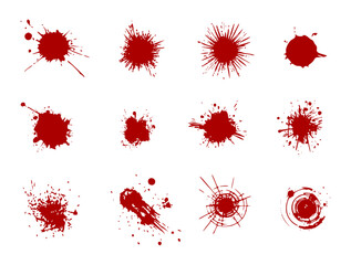ink drops, splatter and brush stroke - red