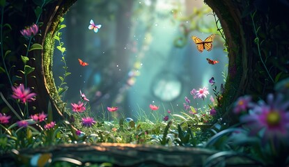 a butterfly in a forest