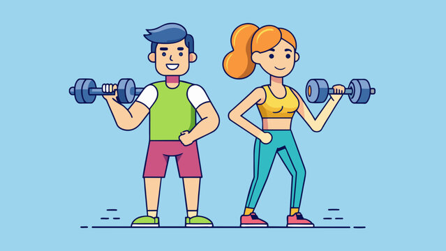 fitness couple vector illustration 