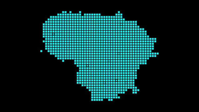 Lithuania digital map. Map of Lithuania in dotted style. Shape of the country filled with rectangles.