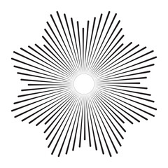 Obraz premium Vintage sunburst design. Abstract sunburst. Radial sunburst, Fireworks, Bursting sun ray element. Radial sunset beams. Vector illustration. Abstract background