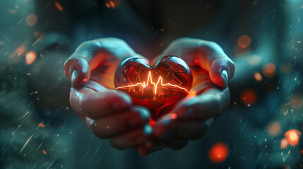 Man holding Heart on his hand stock photo