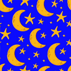 seamless background with stars and moons