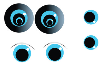 Animated eyes or two flirtatious eyeballs Cartoon Funny Eyes - obrazy, fototapety, plakaty