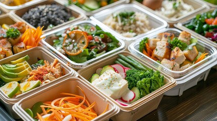 Get your daily dose of healthy meals delivered right to your doorstep, packed in convenient takeout boxes for easy and nutritious eating.