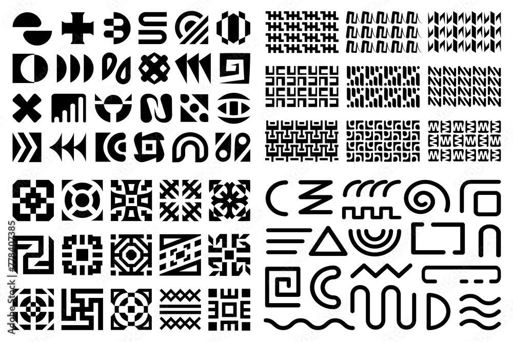 Poster abstract geometric vector design elements set. flat and linear graphic design elements collection. g