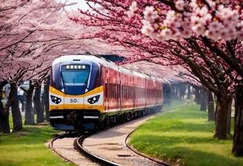 Naklejka premium train on the railway