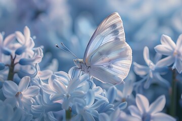 A Fragrant Hyacinths Gentle Embrace with a Butterfly in Documentary Photography