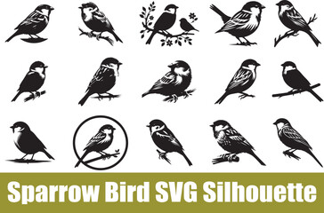 Minimalist Sparrow bird silhouette 