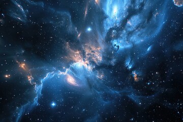 Green blue galaxy nebula star universe abstract. - obrazy, fototapety, plakaty