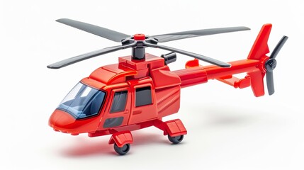 Helicopter toy for kids on white background, isolated and horizontally oriented.