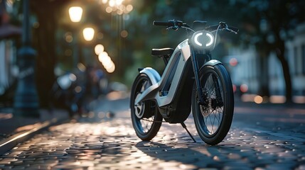 An elegant and high-performance electric bicycle design, featuring sleek lines and advanced battery...