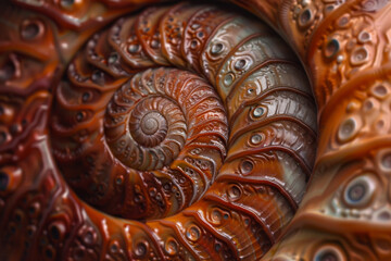 A spiral shell with many small holes and bumps - Powered by Adobe