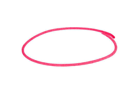 Round doodle drawn with red marker on transparent background