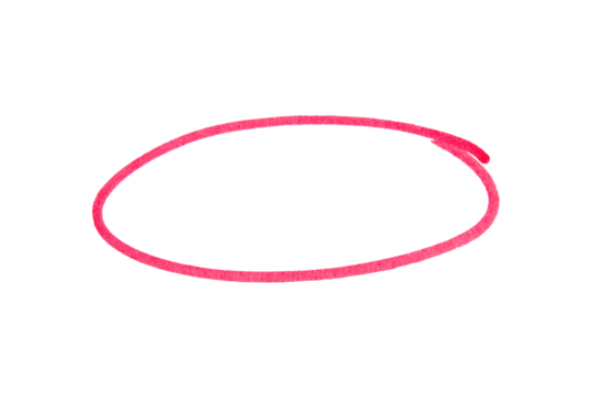 Round doodle drawn with red marker on transparent background