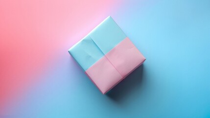 Soft Gradient Split with Minimalist Gift Box - Tranquil Pastel Pink and Blue.
