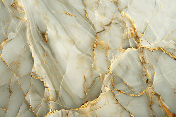A close-up of a polished gold marble texture, highlighting the contrast between the subtle sheen of the gold veins and the matte finish of the stone. 32k, full ultra HD, high resolution - obrazy, fototapety, plakaty