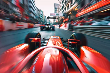 Gordijnen High-Speed Formula Racecar on Urban Track © Centric 