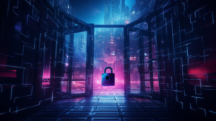 Neon Cybersecurity Lock on PC