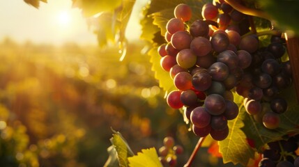 Golden Hour Vineyard Grapes